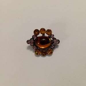 MHK Jewelry hand crafted colored rhinestone brooch